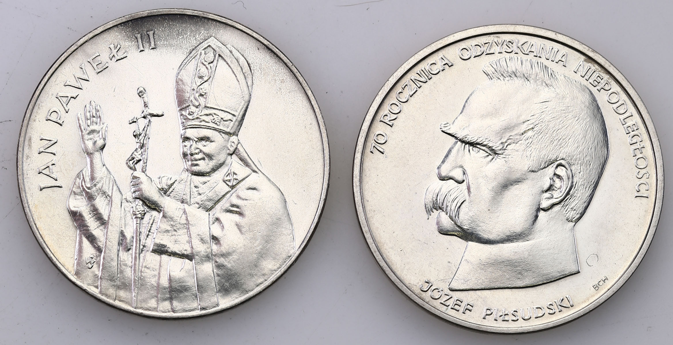 PRL. 50.000 złotych 1988 Józef Piłsudski i 10.000 złotych 1987 Jan Paweł II